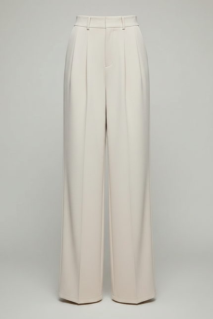 Pantalon Fluide Beige Large Taille Haute Élégant - Viscose - vue 3