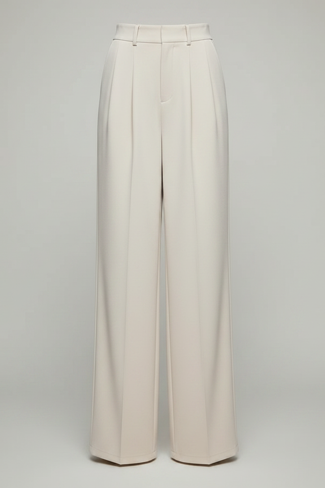 Pantalon Fluide Beige Large Taille Haute Élégant - Viscose - vue 3