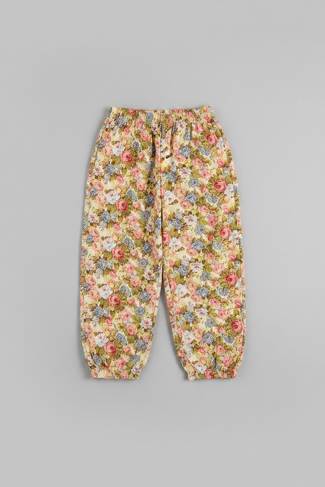 Pantalon Fluide Fleuri Ample Élastiqué Décontracté Estival - Multicolore Viscose