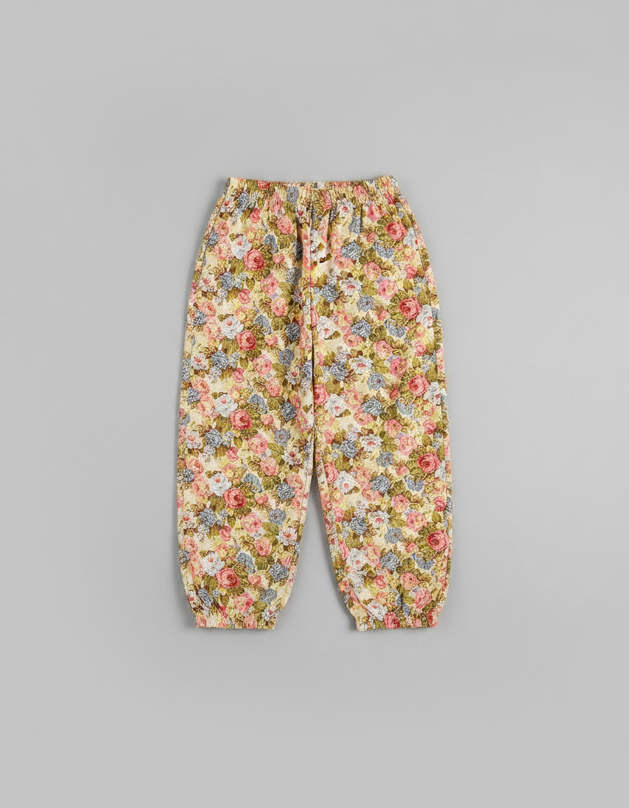 Pantalon Fluide Fleuri Ample Élastiqué Décontracté Estival - Multicolore Viscose