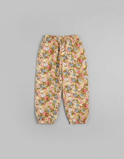 Pantalon Fluide Fleuri Ample Élastiqué Décontracté Estival - Multicolore Viscose