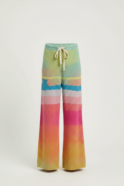 Pantalon Fluide Tricot Arc-en-ciel Ample Confortable Fille - Multicolore Maille - vue 3