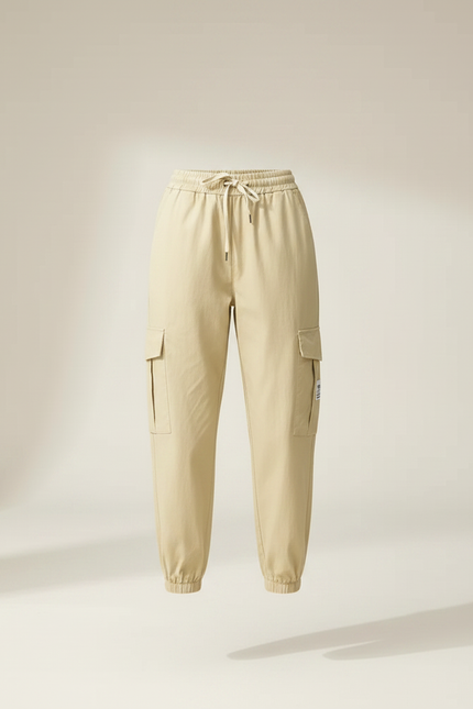 Pantalon Fluide Cargo Kaki Ample Décontracté Coton - vue 3
