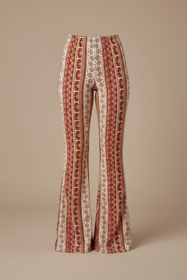 Pantalon Fluide Évasé Imprimé Bohème Confortable - Multicolore Viscose - vue 3
