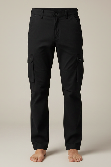 Pantalon Fluide Noir Cargo Homme Décontracté Coton - vue 3