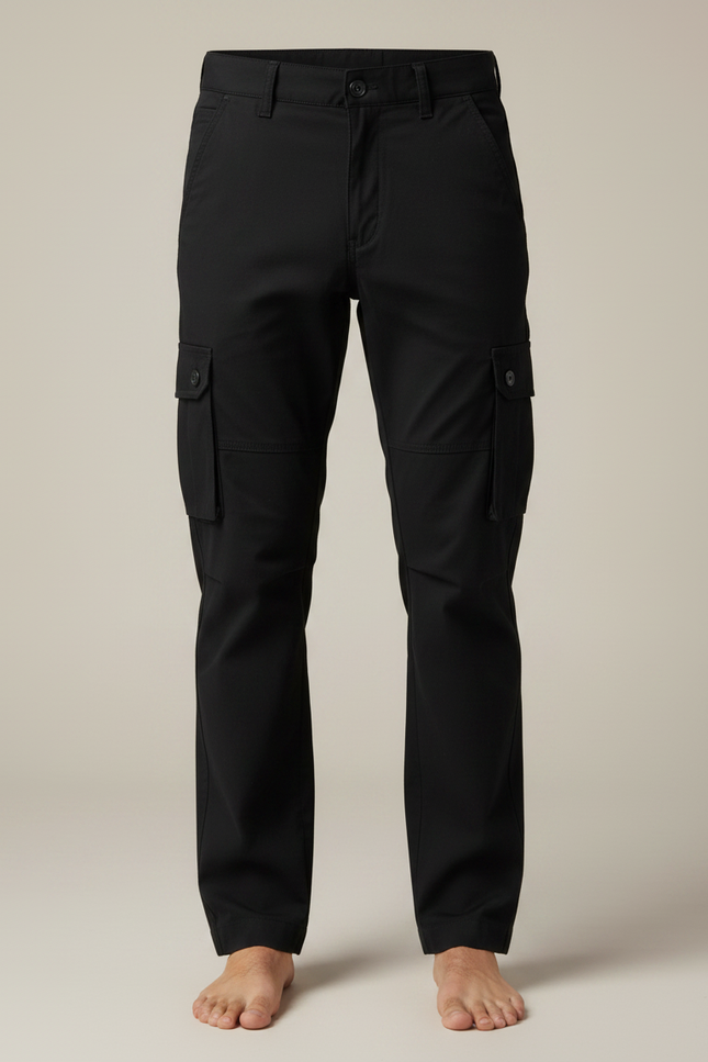 Pantalon Fluide Noir Cargo Homme Décontracté Coton - vue 3