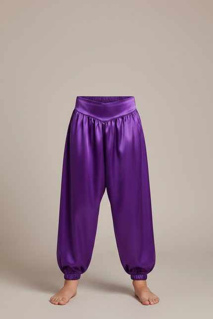 Pantalon Fluide Satin Violet Ample Élastique Enfant - vue 3