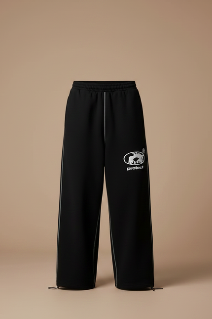 Pantalon Fluide Noir Ample Brodé Décontracté Homme - Molleton - vue 3