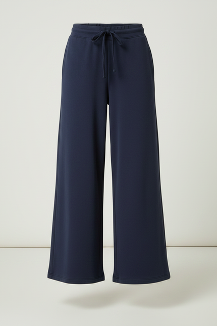 Pantalon Fluide Bleu Marine Ample Cordon Confortable Femme - Molleton - vue 3
