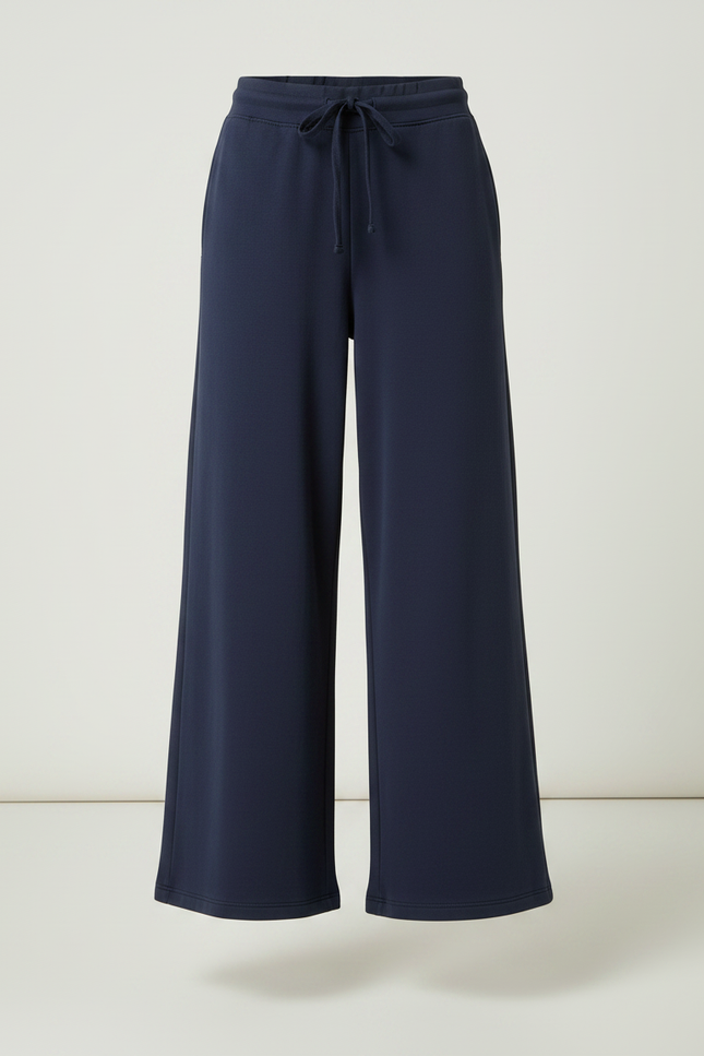 Pantalon Fluide Bleu Marine Ample Cordon Confortable Femme - Molleton - vue 3