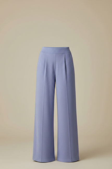 Pantalon Fluide Bleu Ample Tricot Confortable Femme - Violet Maille - vue 3