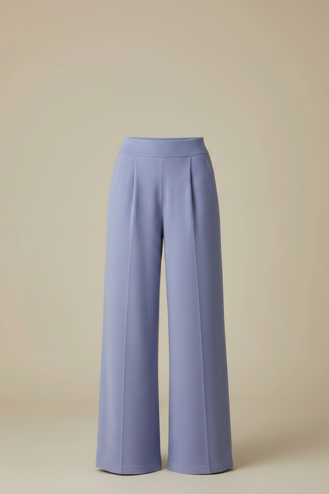 Pantalon Fluide Bleu Ample Tricot Confortable Femme - Violet Maille - vue 3
