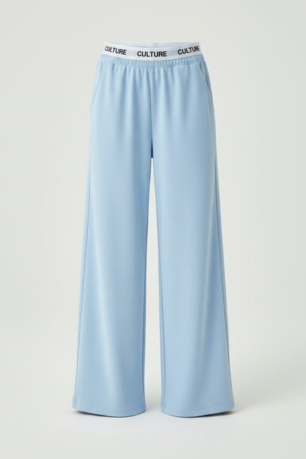 Pantalon Fluide Bleu Ciel Ample Décontracté Confortable - Maille - vue 3