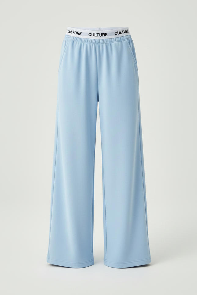 Pantalon Fluide Bleu Ciel Ample Décontracté Confortable - Maille - vue 3