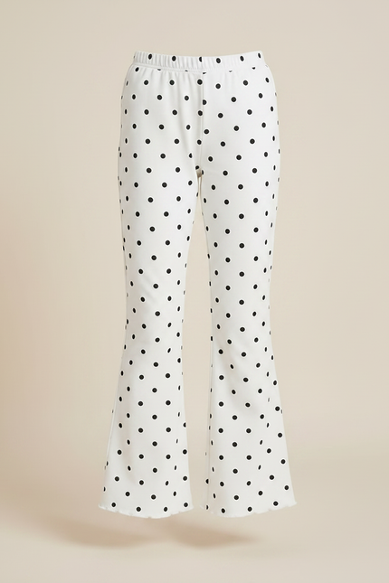 Pantalon Fluide Blanc Polka Dot Évasé Enfant - Maille - vue 3