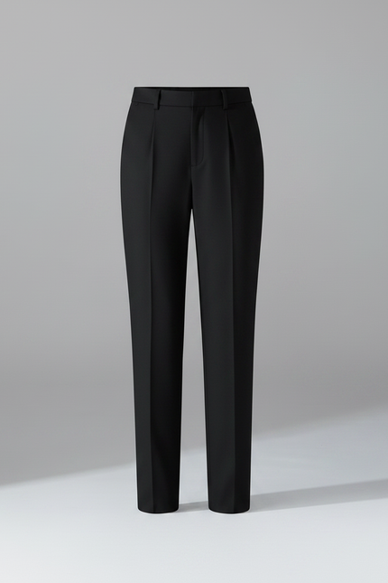 Pantalon Fluide Noir Droit Élégant Taille Haute - Viscose - vue 3
