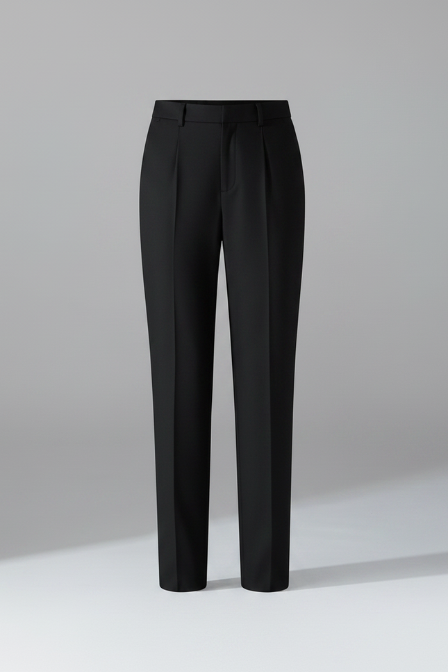 Pantalon Fluide Noir Droit Élégant Taille Haute - Viscose - vue 3