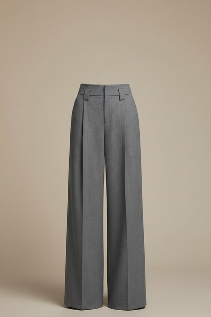 Pantalon Fluide Large Femme Habillé - Gris Laine - vue 3