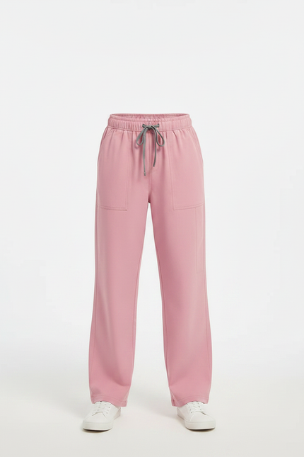 Pantalon Fluide Rose Droit Décontracté Cordon Enfant - Polyester - vue 3