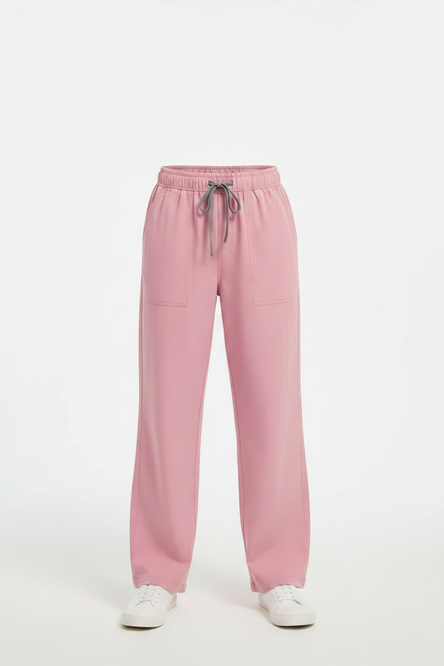 Pantalon Fluide Rose Droit Décontracté Cordon Enfant - Polyester - vue 3