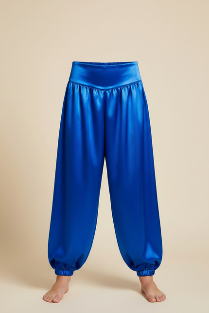 Pantalon Fluide Bleu Royal Satin Ample Enfant - vue 3
