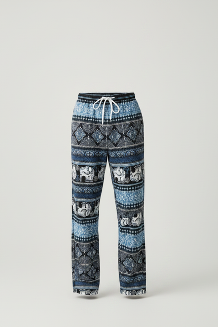 Pantalon Fluide Bleu Éléphant Thaïlandais Hippie Homme - Multicolore Viscose - vue 3