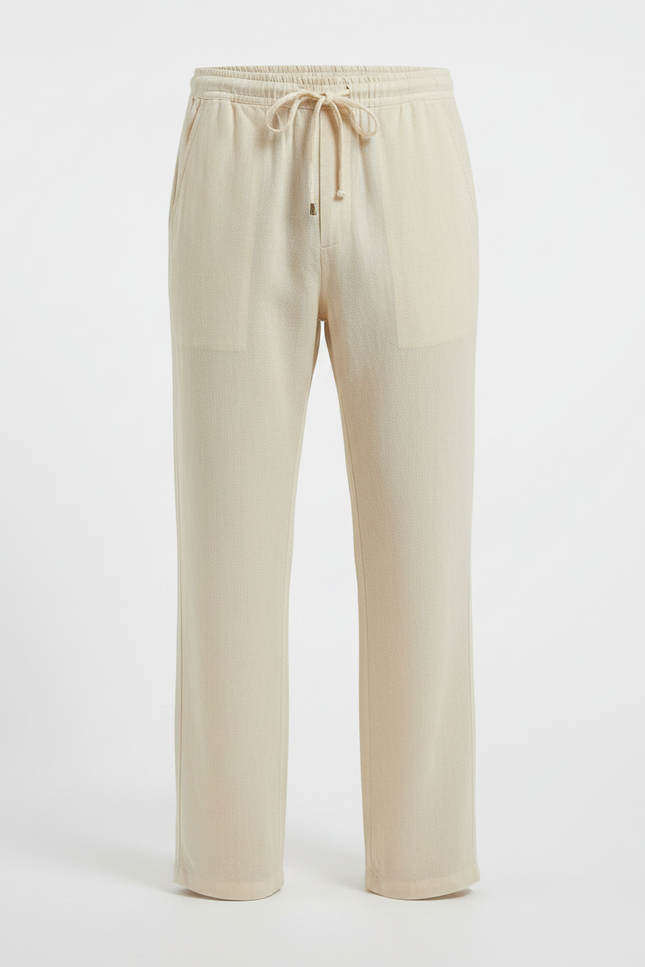 Pantalon Fluide Beige Coton Ample Confortable Décontracté - Lin - vue 3