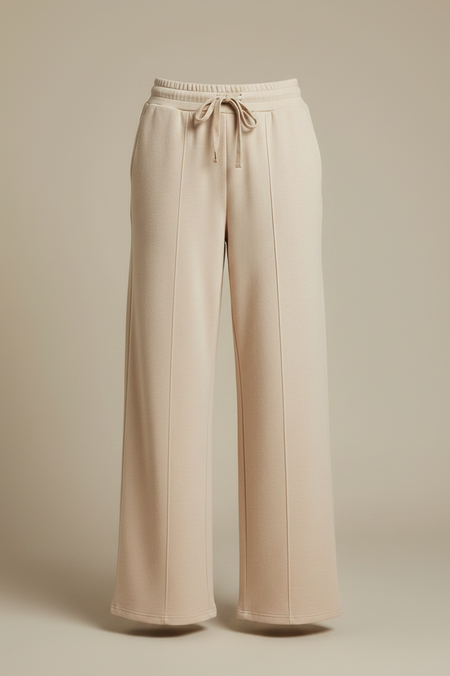 Pantalon Fluide Beige Large Décontracté Cordon Poches - Molleton - vue 3