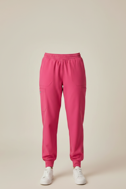 Pantalon Fluide Rose Vif Jogger Sport Femme - Polyester - vue 3