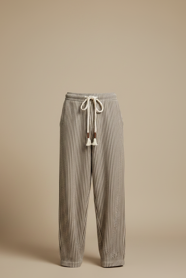 Pantalon Large Fluide Rayures - Multicolore Maille - vue 3