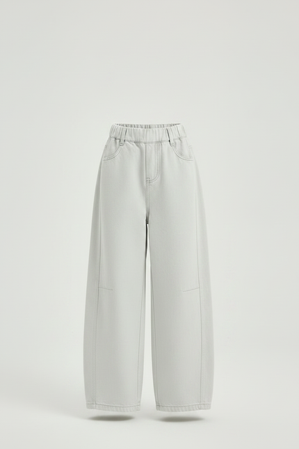 Pantalon Fluide Gris Clair Ample Décontracté Enfant - Jean - vue 3