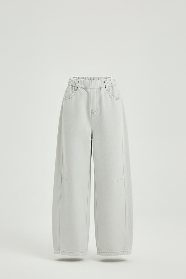 Pantalon Fluide Gris Clair Ample Décontracté Enfant - Jean - vue 3
