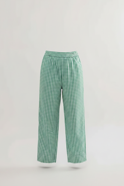 Pantalon Fluide Carreaux Vichy Vert Ample Enfant Coton - vue 3