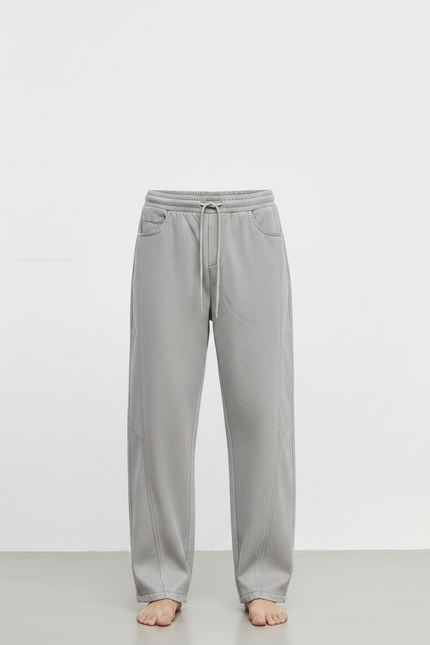 Pantalon Fluide Gris Ample Cordon Décontracté Coton - Molleton - vue 3