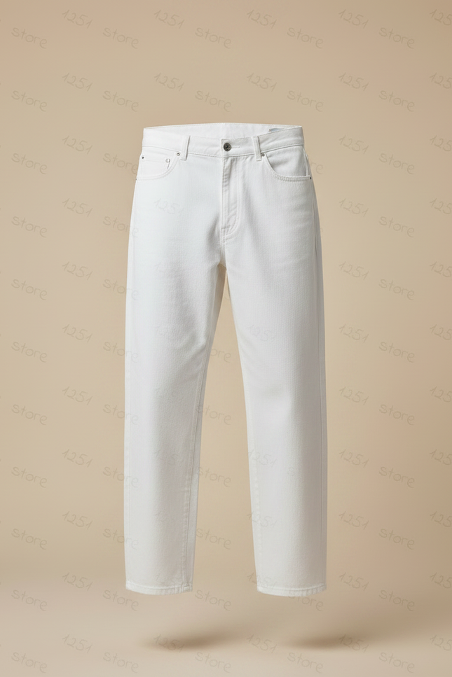 Pantalon Fluide Effet Jean - Blanc - vue 3