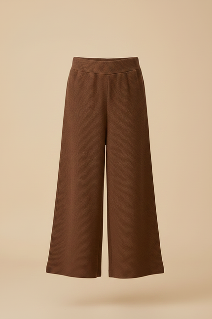 Pantalon Fluide Marron Côtelé Ample Confortable Enfant - Maille - vue 3