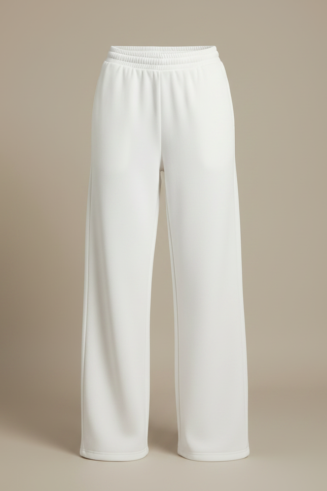 Pantalon Fluide Blanc Ample Taille Élastique Décontracté Sport - Molleton - vue 3