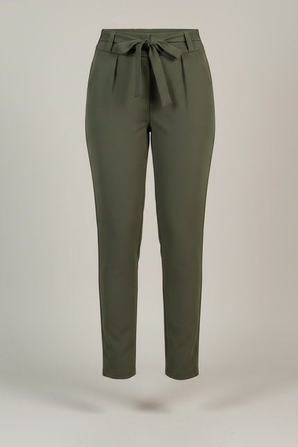 Pantalon Fluide Cigarette - Kaki Polyester - vue 3