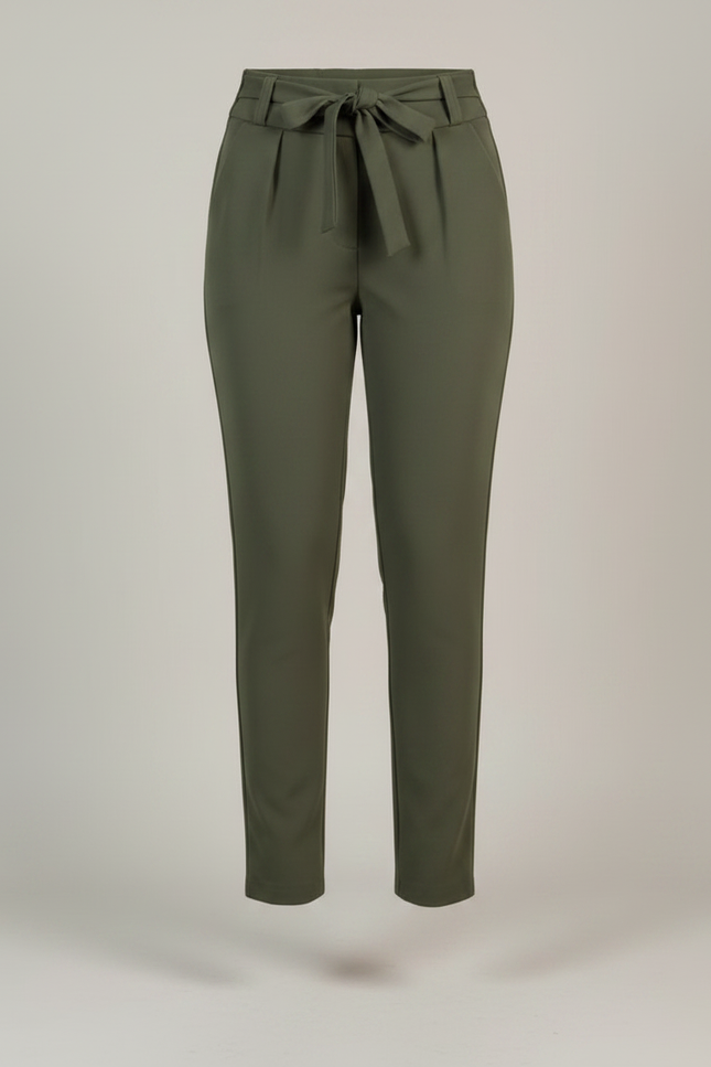 Pantalon Fluide Cigarette - Kaki Polyester - vue 3