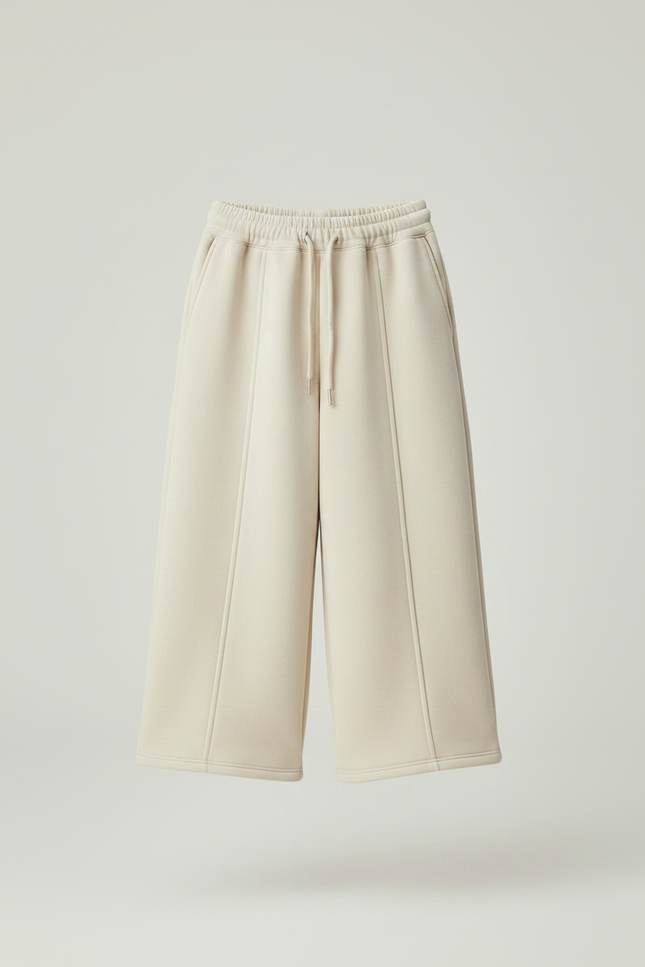 Pantalon Fluide Écru Ample Molleton Épais Enfant - Beige - vue 3