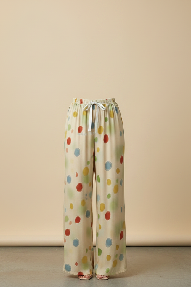 Pantalon Fluide Imprimé Pois Colorés Ample Confortable - Viscose - vue 3