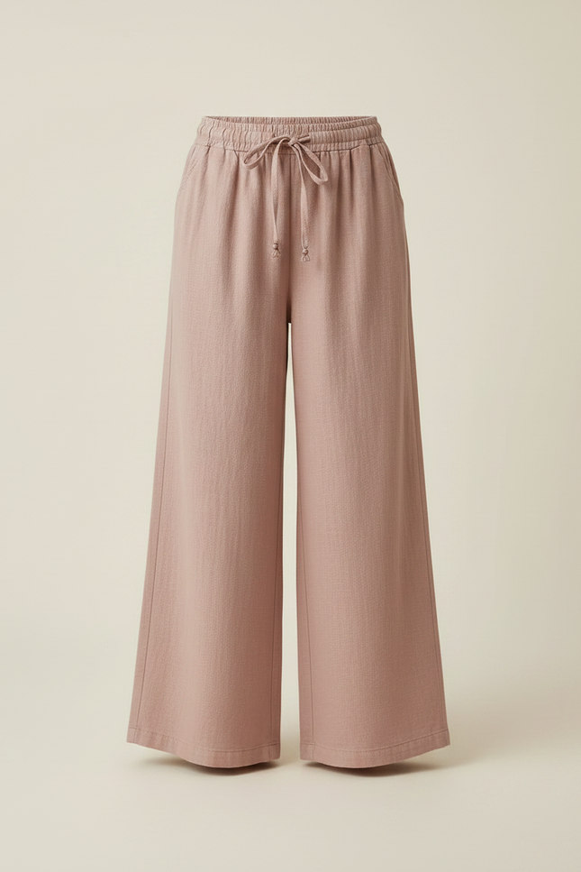 Pantalon Fluide Rose Lin Ample Décontracté Enfant - vue 3