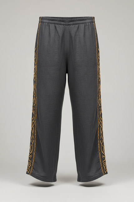 Pantalon Fluide Gris Ample Viking Cordon Homme - Viscose - vue 2