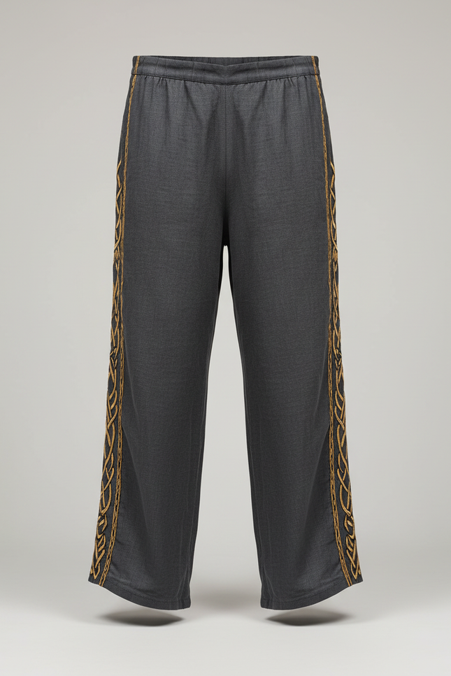 Pantalon Fluide Gris Ample Viking Cordon Homme - Viscose - vue 2