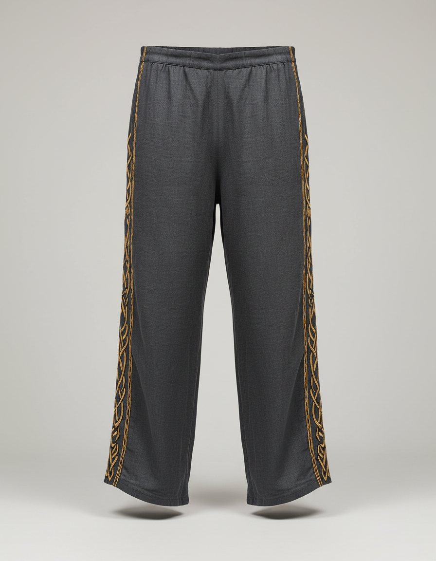 Pantalon Fluide Gris Ample Viking Cordon Homme - Viscose - vue 2