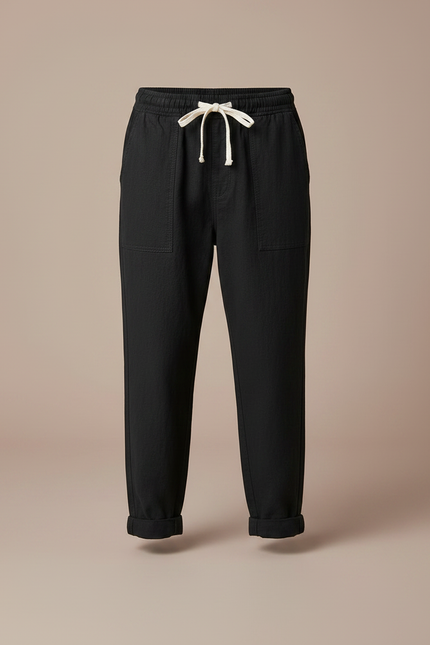 Pantalon Fluide Noir Ample Décontracté Coton Garçon - vue 3