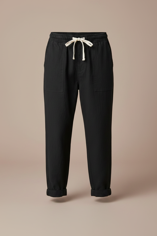 Pantalon Fluide Noir Ample Décontracté Coton Garçon - vue 3