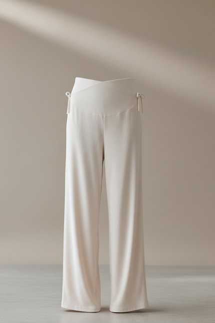 Pantalon Fluide Femme Enceinte - Beige Maille - vue 3