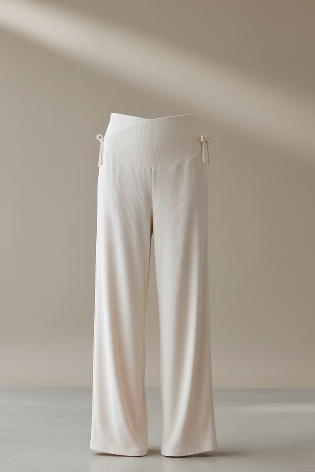 Pantalon Fluide Femme Enceinte - Beige Maille - vue 3