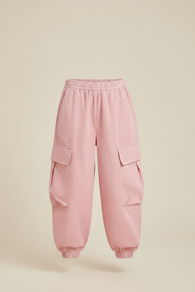 Pantalon Fluide Rose Cargo Ample Fille Casual - Coton - vue 3